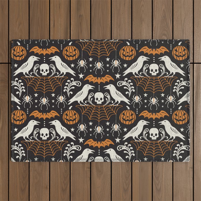 All Hallows' Eve - Black Orange Halloween Outdoor Rug Gallery Image 1