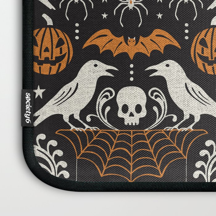 All Hallows' Eve - Black Orange Halloween Laptop Sleeve Gallery Image 3