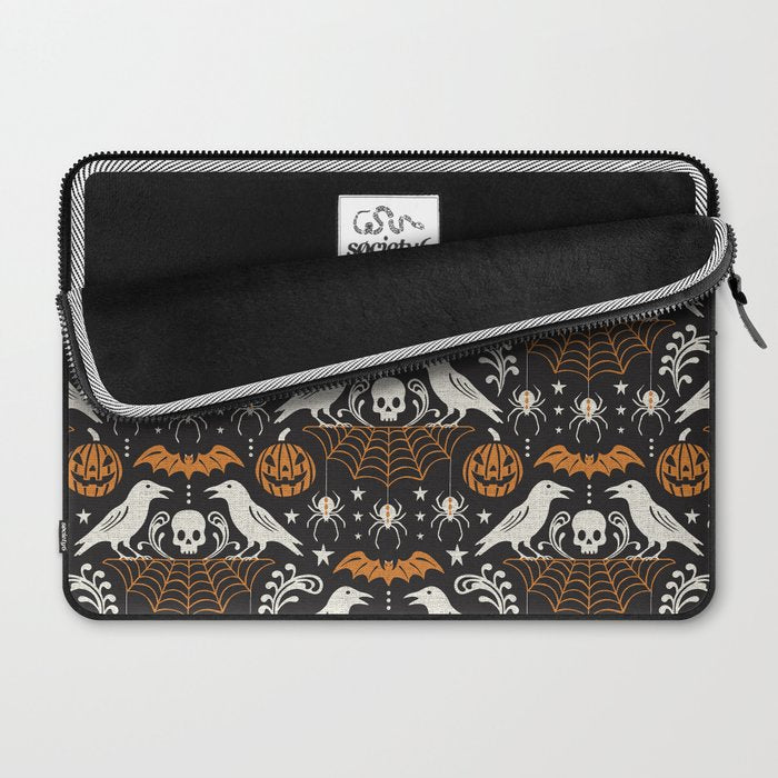 All Hallows' Eve - Black Orange Halloween Laptop Sleeve Gallery Image 2