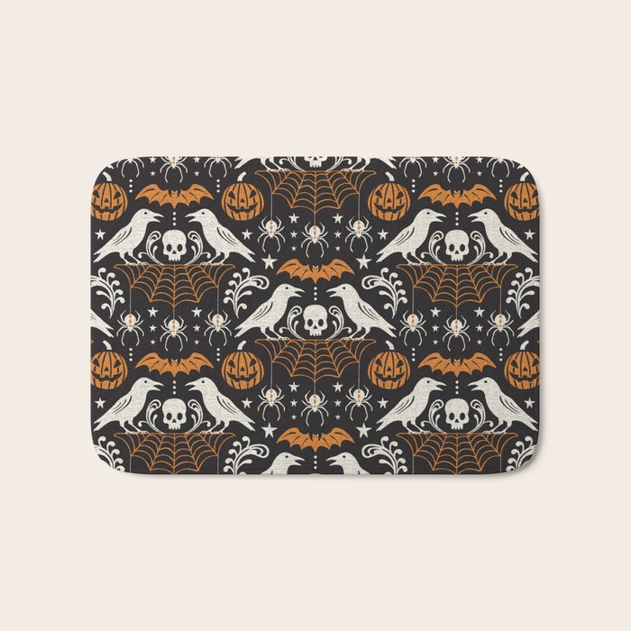 All Hallows' Eve - Black Orange Halloween Bath Mat Gallery Image 1