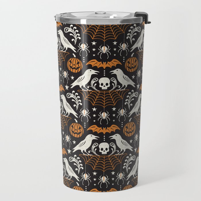 All Hallows' Eve - Black Orange Halloween Travel Mug Gallery Image 2