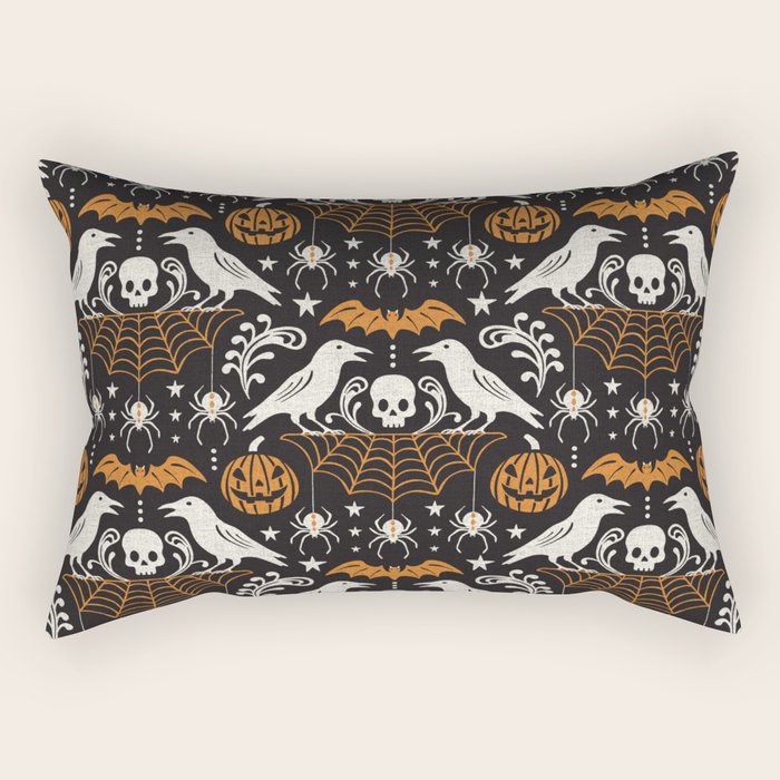 All Hallows' Eve - Black Orange Halloween Rectangular Pillow Gallery Image 1