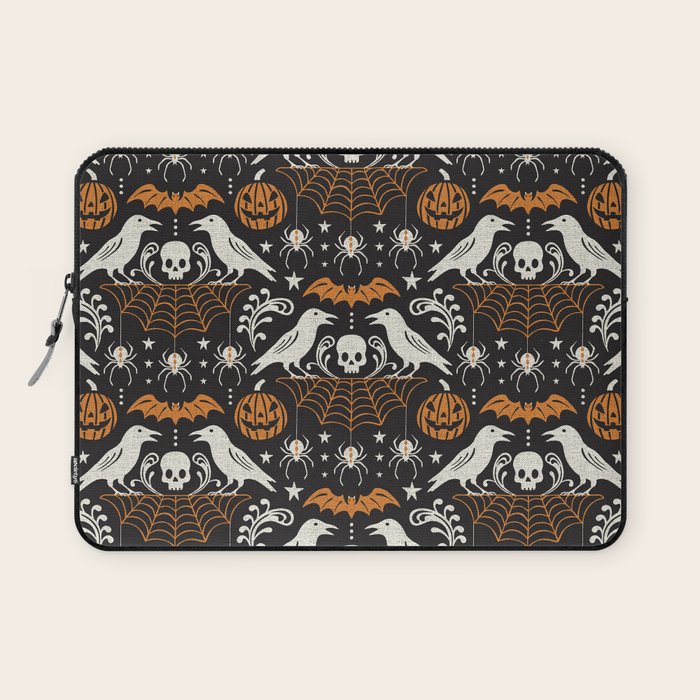 All Hallows' Eve - Black Orange Halloween Laptop Sleeve Gallery Image 1