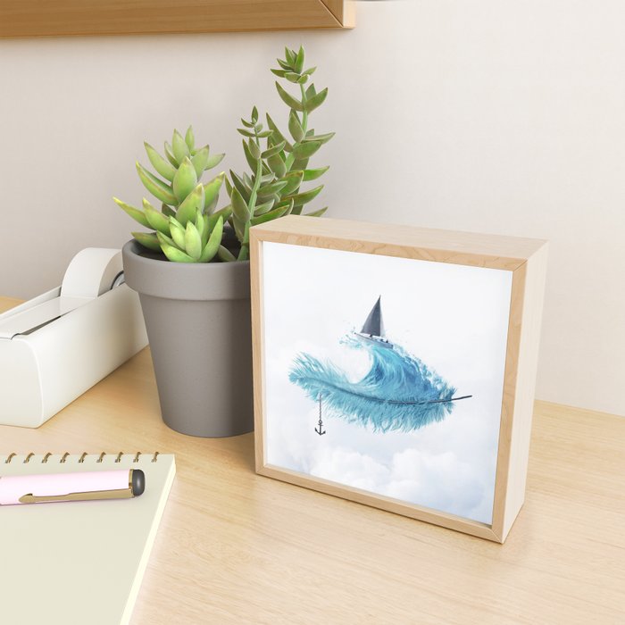 Water Feather â¢ Blue Feather I Mini Art Print Gallery Image 2