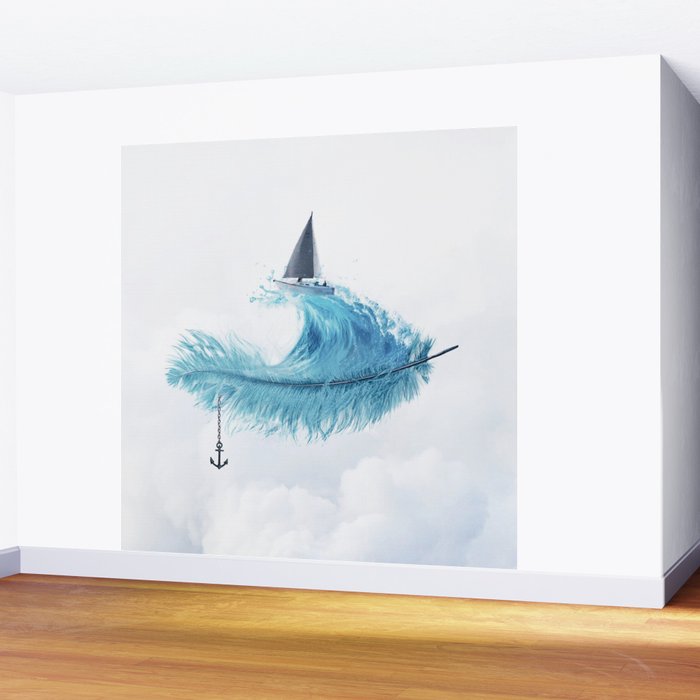 Water Feather â¢ Blue Feather I Wall Mural Gallery Image 2