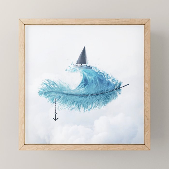 Water Feather â¢ Blue Feather I Mini Art Print Gallery Image 1