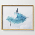 Water Feather â¢ Blue Feather I Serving Tray Gallery Image 1