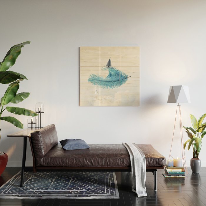 Water Feather â¢ Blue Feather I Wood Wall Art Gallery Image 2