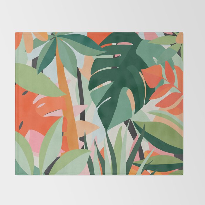 Tropical leaves in the jungle Throw Blanket Gallery Image 2