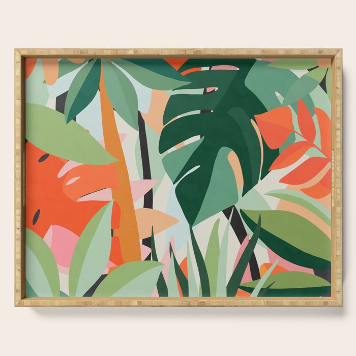 Tropical leaves in the jungle Serving Tray Gallery Image 1