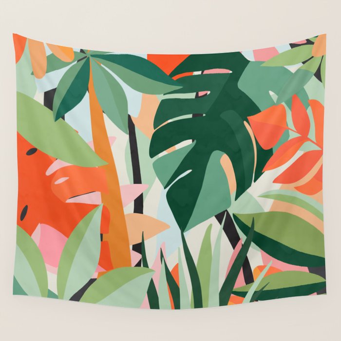 Tropical leaves in the jungle Wall Tapestry Gallery Image 4