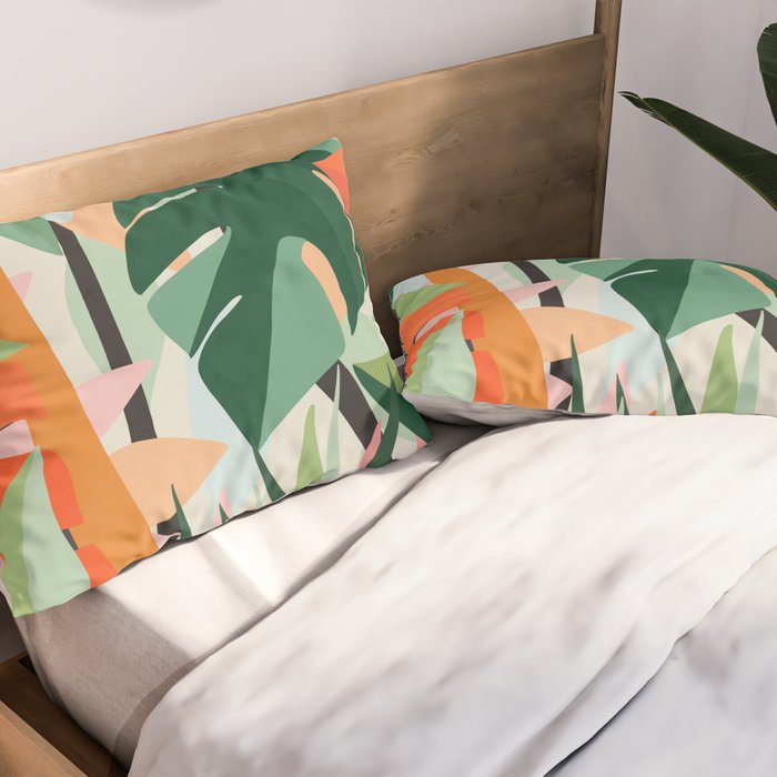Tropical leaves in the jungle Pillow Sham Gallery Image 2