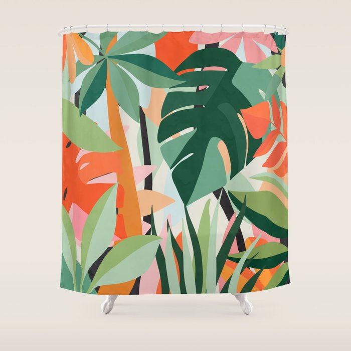 Tropical leaves in the jungle Shower Curtain Gallery Image 1