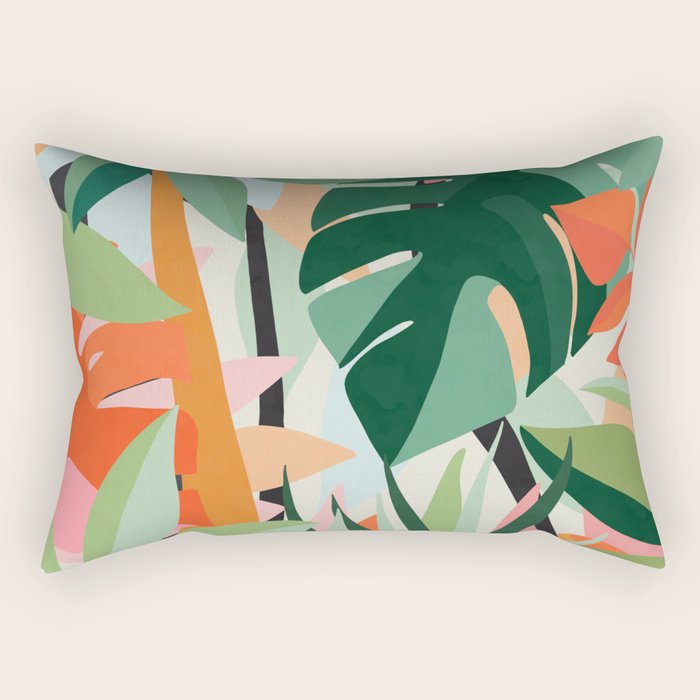 Tropical leaves in the jungle Rectangular Pillow Gallery Image 1