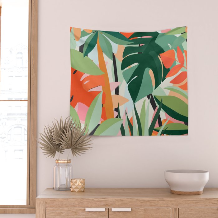 Tropical leaves in the jungle Wall Tapestry Gallery Image 2