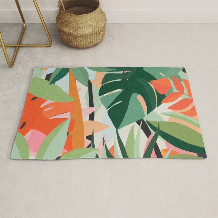 Tropical leaves in the jungle Rug Gallery Image 1
