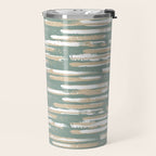 Colorful Stripes, Green and Beige, Abstract Art Travel Mug Gallery Image 2