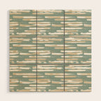Colorful Stripes, Green and Beige, Abstract Art Wood Wall Art Gallery Image 1