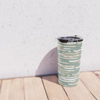 Colorful Stripes, Green and Beige, Abstract Art Travel Mug Gallery Image 4