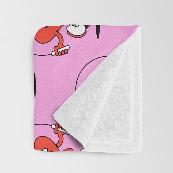Retro love heart cartoon character pattern Throw Blanket Gallery Image 3