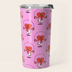 Retro love heart cartoon character pattern Travel Mug Gallery Image 2