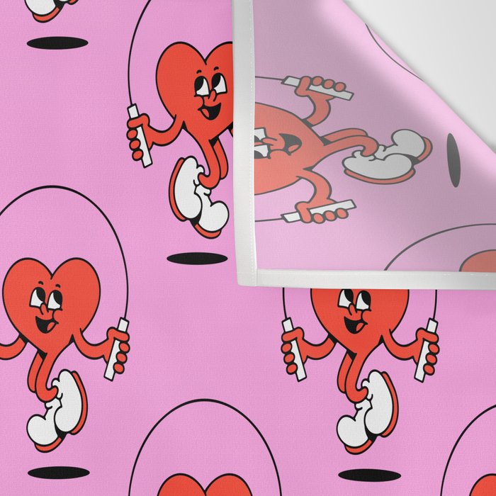 Retro love heart cartoon character pattern Wall Tapestry Gallery Image 3