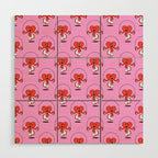 Retro love heart cartoon character pattern Wood Wall Art Gallery Image 1