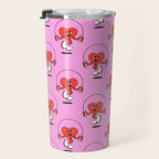 Retro love heart cartoon character pattern Travel Mug Gallery Image 3