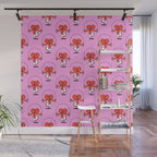 Retro love heart cartoon character pattern Wall Mural Gallery Image 1