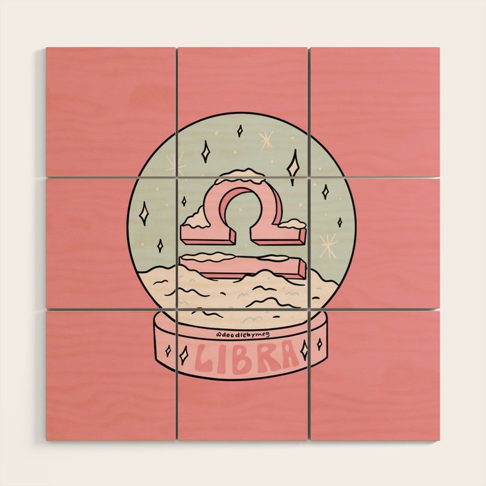 Libra Snow Globe Wood Wall Art Gallery Image 1
