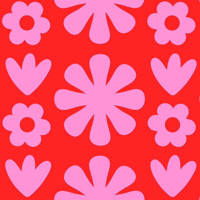 Preppy Pink and Red Scandi Floral Grid Retro Flower Pattern Coffee Mug Gallery Image 2
