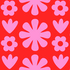 Preppy Pink and Red Scandi Floral Grid Retro Flower Pattern Coffee Mug Gallery Image 2