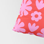 Preppy Pink and Red Scandi Floral Grid Retro Flower Pattern Pillow Sham Gallery Image 4