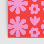 Preppy Pink and Red Scandi Floral Grid Retro Flower Pattern Poster Gallery Image 3