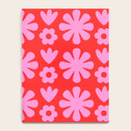 Preppy Pink and Red Scandi Floral Grid Retro Flower Pattern Notebook Gallery Image 4