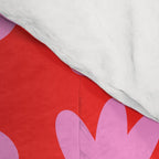 Preppy Pink and Red Scandi Floral Grid Retro Flower Pattern Comforter Gallery Image 4