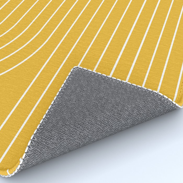 Minimal Line Curvature VIII Golden Yellow Mid Century Modern Arch Abstract Rug Gallery Image 4