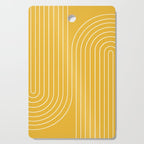 Minimal Line Curvature VIII Golden Yellow Mid Century Modern Arch Abstract Cutting Board Gallery Image 1