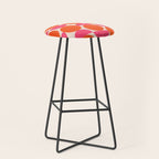Vintage Mid-century Modern Abstract Geometric Balancing Shapes in Bright Bold Vibrant Fuchsia Pink and Hot Tangerine Orange Stool Gallery Image 1