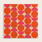 Vintage Mid-century Modern Abstract Geometric Balancing Shapes in Bright Bold Vibrant Fuchsia Pink and Hot Tangerine Orange Wood Wall Art Gallery Image 1