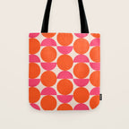Vintage Mid-century Modern Abstract Geometric Balancing Shapes in Bright Bold Vibrant Fuchsia Pink and Hot Tangerine Orange Tote Bag Gallery Image 1
