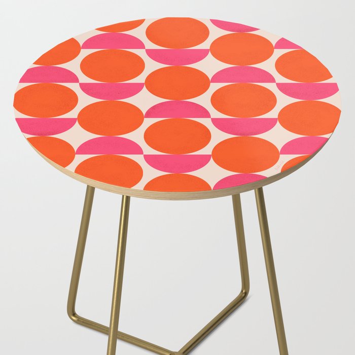 Vintage Mid-century Modern Abstract Geometric Balancing Shapes in Bright Bold Vibrant Fuchsia Pink and Hot Tangerine Orange Side Table Gallery Image 2