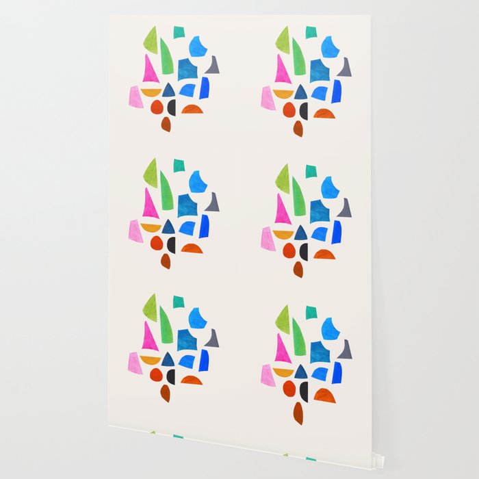 'Possibilities' Mid Century Modern Minimalist Paper Collage Rainbow Colors Wallpaper Gallery Image 2
