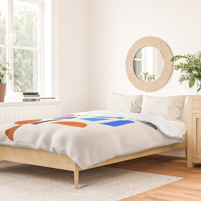 'Possibilities' Mid Century Modern Minimalist Paper Collage Rainbow Colors Duvet Cover Gallery Image 2