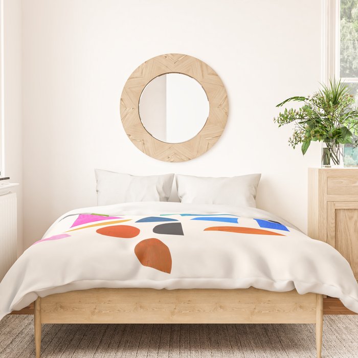 'Possibilities' Mid Century Modern Minimalist Paper Collage Rainbow Colors Duvet Cover Gallery Image 3