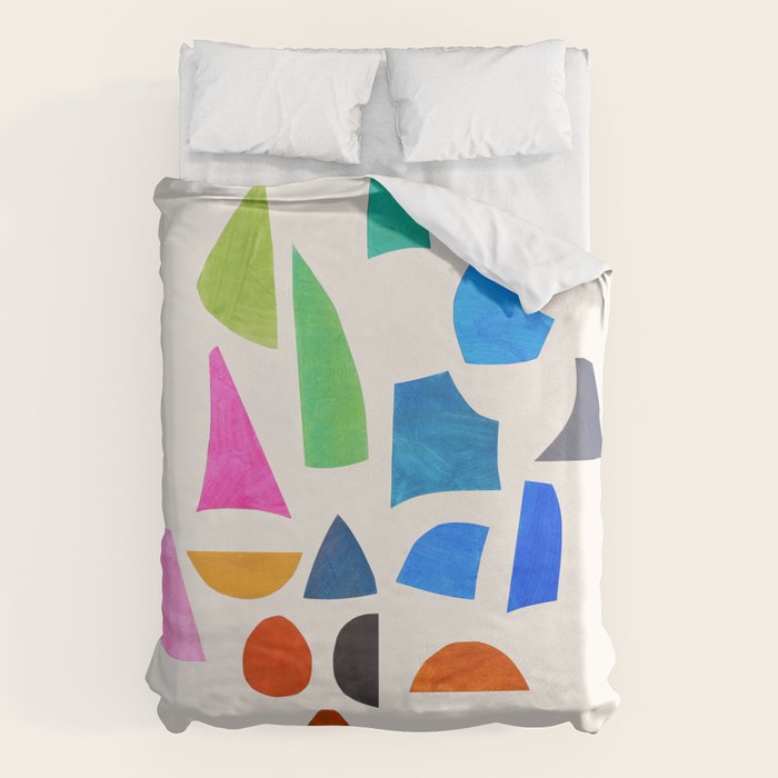 'Possibilities' Mid Century Modern Minimalist Paper Collage Rainbow Colors Duvet Cover Gallery Image 1