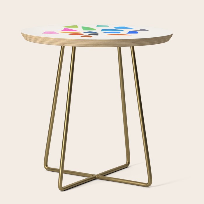 'Possibilities' Mid Century Modern Minimalist Paper Collage Rainbow Colors Side Table Gallery Image 1