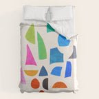 'Possibilities' Mid Century Modern Minimalist Paper Collage Rainbow Colors Duvet Cover Gallery Image 6