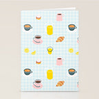 Retro breakfast coffee food pattern Stationery Card Gallery Image 2