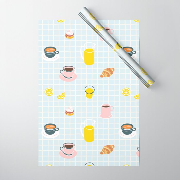 Retro breakfast coffee food pattern Wrapping Paper Gallery Image 1